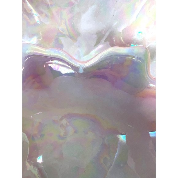 Iridescent Pink Leaf-Shaped Ceramic Serving Dish With Tiered Design & Glossy Fin - Picture 5 of 8